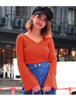 【chille anap】ベルスリーブリブトップス/ORG