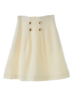 【スカート】ハイウエストウールスカート/オフホワイト