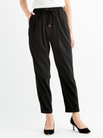 バックサテンテーパードパンツ/L/ベージュ