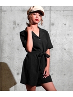 【CHILLE】半袖ミリタリーロンパース/レンガ(068)