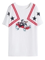 キャットプリントチュニックTシャツ/ホワイト