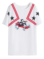 キャットプリントチュニックTシャツ/ホワイト