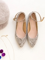 ストラップフラットパンプス/ブラウン