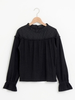 【WEB限定価格】ドットシフォンリブプルオーバー/ブラック