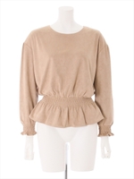 フェイクスウェードウエストシャーリングブラウス/ベージュ