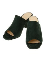 フェイクスエードミュールサンダル/GREEN