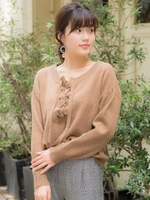 レースアップメリノウールプルオーバー/グレー