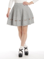 ローズ刺繍ケーブルスカート/グレー