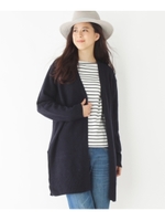 【洗える】ロングニットカーディガン/ブルー系(094)