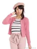 フェザーミニ丈カーデビジュー釦/オフ