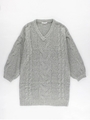 フロントケーブルVネックワンピース/杢グレー