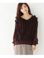 【WEB限定商品】ZAMPA ストライプファーテープニットプルオーバー/ブラウン(842)