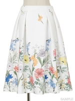 オリジナルパネルフラワー柄スカート/ライトグリーン