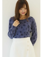 レオパードプリントアンゴラニット/ロイヤルブルー1(111)