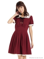 レース付セーラーワンピース/ベージュ