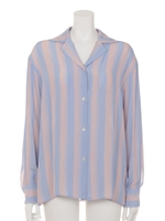 [BED&BREAKFAST]WAVY STRIPES PRINT Shirt/BLUEmix