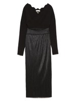 スカラップニットドッキングワンピース/BLK