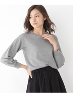 ビジュー付ボリューム袖ニット/ラズベリーピンク(073)