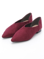【Mathilda】Vカットポインテッドバブーシュシューズ/ワインスエード