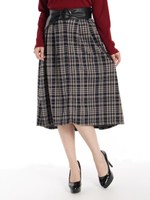 サッシュベルト付チェックイレギュラーヘムスカート/コイアオ