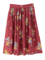 【スカート】ヴィンテージフラワープリントスカート/レッド