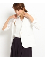 〔洗える〕マタンサッカーストライプジャケット/オフホワイト(303)