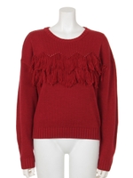 【Shelly island】フリンジニットプルオーバー/ボルドー