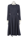 【an another angelus limited】クレリック衿フィットandフレアーワンピース/NAVY