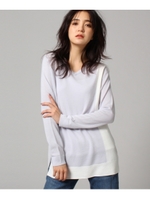 【洗える】カラーブロックニット/ブルー×ブラック(592)