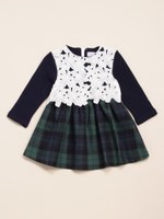 ガーゼ裏毛レースモチーフワンピース/ネイビー