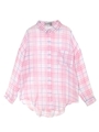 チェックロングシャツ/ピンク