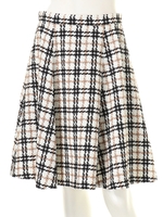 ドビーチェックフレアスカート/ホワイト