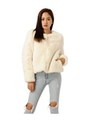 ノーカラーエコファーショートコート/WHITE