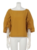 フィブリルサテンドロストスリーブブラウス/マスタード