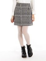 フロントボタンツイード台形SK/ブラック