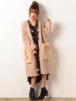 ポケットファーコート/ベージュ
