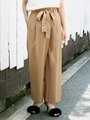 フロントアシメリボンワイドパンツ/ネイビー