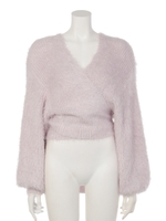 【反則級】ふわふわ女子を演出するラメ入りニットカーデ/ラベンダー