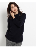 【WEB限定カラーあり】【洗える】編み柄ミックスオフタートルニット/ダークグレー(013)