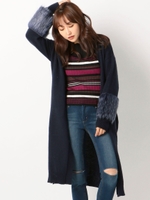 エコファースリーブカーディガン/ネイビー