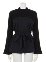 グレンチェックジャガードレイヤード風TOPS/柄NVY