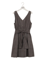 前ボタンリボンジャンスカ/グレーウインドペン