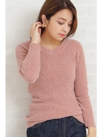 ベロアモールニット/ピンク(090)