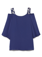 ジョーゼットビジューブラウス/BLK