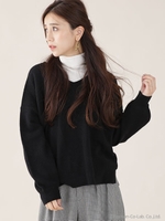 ウールカシミヤVネックニット/ブラック