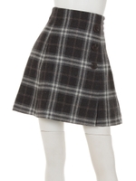 ウール混チェックフレアスカート/オフホワイト