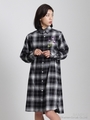 モノトーンネルチェックシャツワンピース/ブラック