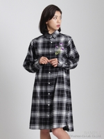 モノトーンネルチェックシャツワンピース/ブラック