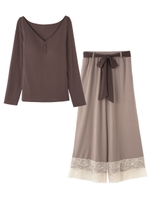 PEACH JOHN/パデットレースパジャマ/モカベージュ