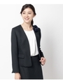 【34(SS)、42（LL）WEB限定サイズ】シンプルツイードノーカラージャケット/ネイビー(093)